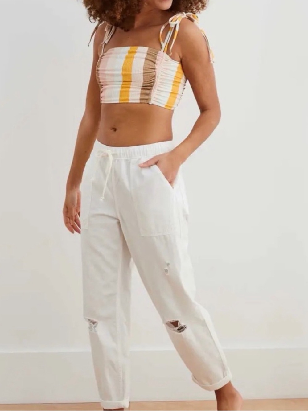 Aerie Distressed Elastic Pants